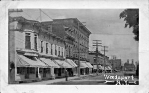 Weedsport NY Seneca Street Stevens Hotel Storefronts 1906 Real Photo Postcard