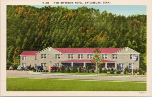 New Riverside Hotel Gatlinburg TN Tennessee Unused Linen Postcard H45