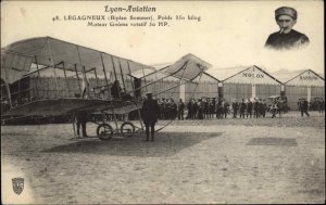 Lyon France FR French Aviator Legagneux Biplane Pioneer Aviation c1910 Postcard