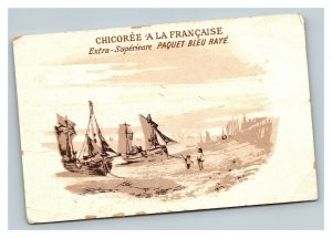 Vintage 1880's Victorian Trade Card Paul Mairesse - French Coffee Sailing Ships