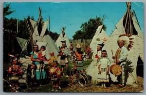 Postcard c1967 Indian Village Family Dressed In Traditional Clothing CDS Cancel