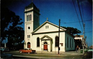 Portsmouth Virginia VA Old Trinity Church Old Cars Postcard VTG UNP Vintage 