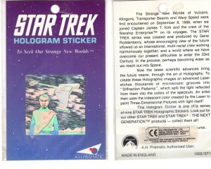 Star Trek, Klingon Ship, Hologram Sticker 1991, To Seek Out New Worlds