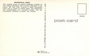 Springfield Massachusetts~Campanile~Auditorium~City Offices~1960s Postcard