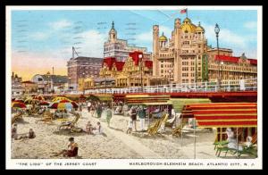 Marlborough-Blenheim Beach, Atlantic City NJ The Lido Vintage c1948 Postcard G22