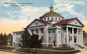 Atchison Kansas White Temple Christian Church Exterior Antique Postcard K25308