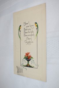 Merry Christmas Blue Birds Greetings Postcard Gibson Art Company