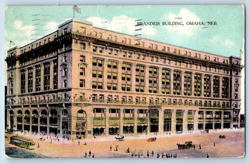 Omaha Nebraska NE Postcard Brandels Building Exterior Road c1909 Vintage Antique