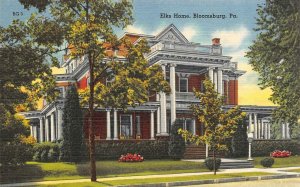 BLOOMBURG, PA Pennsylvania   ELKS HOME~Fraternal Order  c1940's Linen Postcard