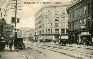 Postcard Early View of Merchant's Row in Rutland, VT.     K1