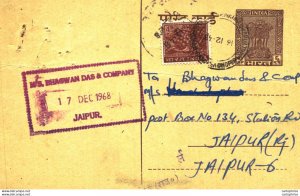 India Postal Stationery Ashoka 6p to Jaipur