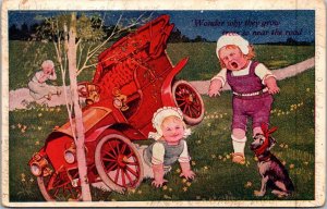 Humour Children With Wrecked Car Wonder Why They Grow Trees So Close To Road