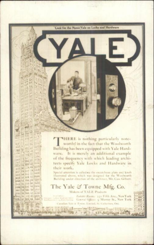 Yale & Towne Mfg Co Locks Hardware Real Photo Card NYC Backdrop