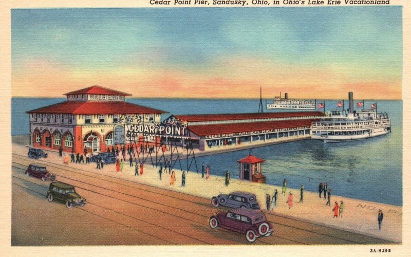 Vintage Postcard 1930's Cedar Point Pier Lake Erie Vacationland ...