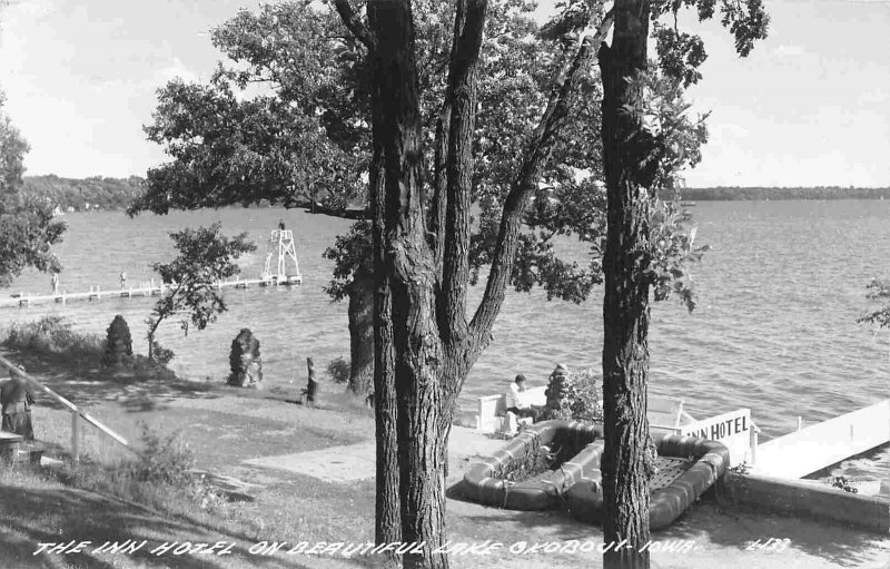 Inn Hotel Shoreline Lake Okoboji Iowa 1948 RPPC Real Photo postcard
