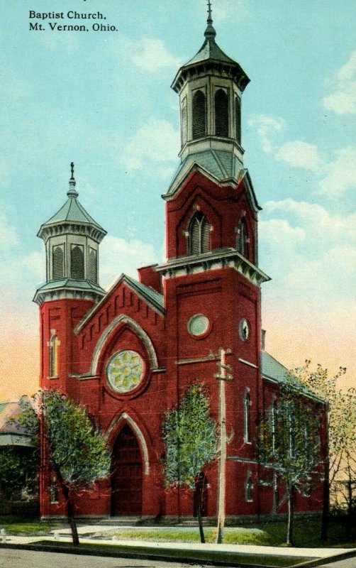 C.1900-10 Baptist Church in Mt. Vernon, Ohio Vintage Postcard P33 