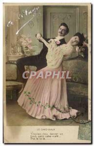 Fantasy - Couple - Dancing together Old Postcard