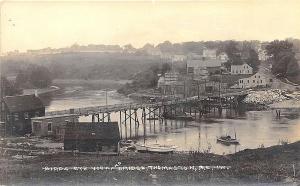 Thomaston ME Bird's Eye View Bridge Water Front Boats RPPC Postcard