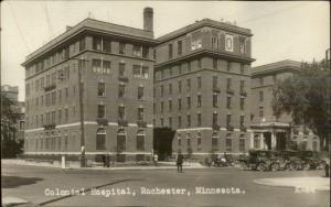 Rochester MN Colnial Hospital & Cars c1920 Real Photo Postcard