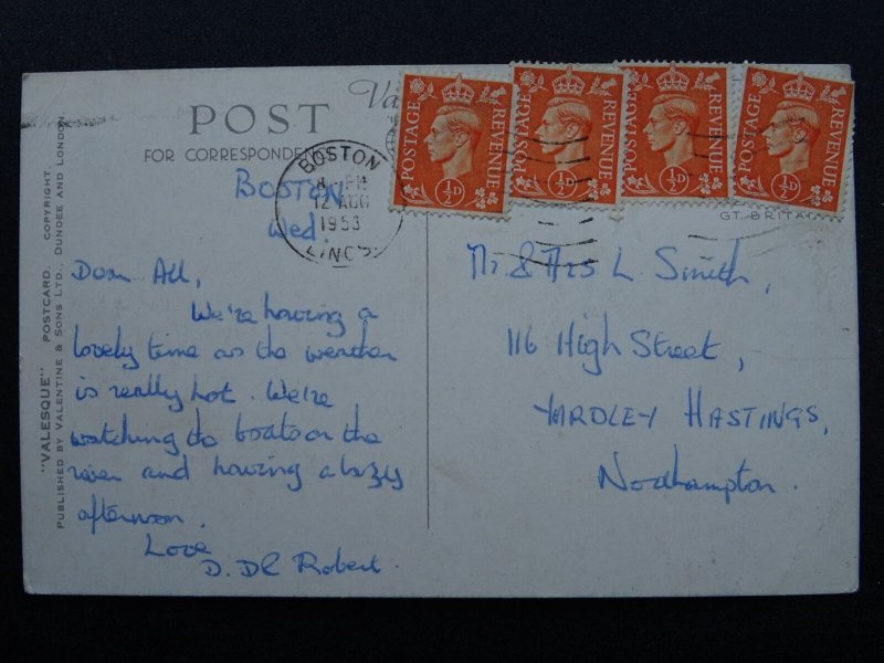 Lincolnshire BOSTON Market Place shows BATEMANS ALES Delivery Van c1936 Postcard