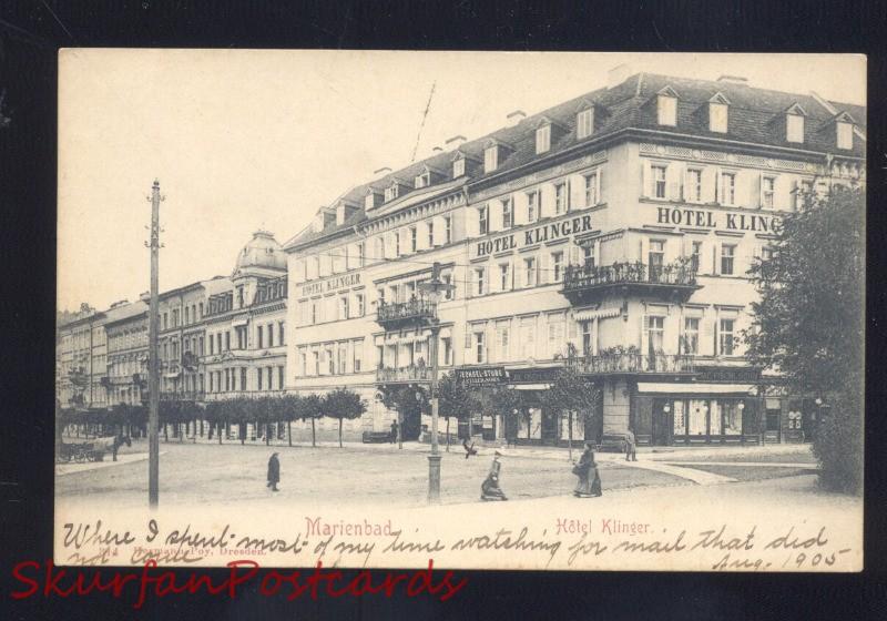 MARIENBAD GERMANY HOTEL KLINGER DOWNTOWN ANTIQUE VINTAGE POSTCARD