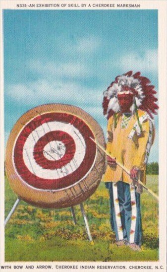 Cherokee Indian With Bow and Arrow Cherokee Indian Reservation Cherokee North...