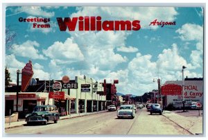 1963 Ice Cream, Cafe, Court Motel, Greetings from Williams Arizona AZ Postcard