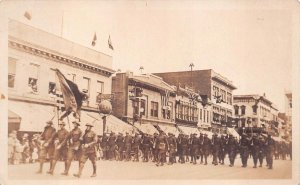 RPPC MONCTON CANADA WW1 MILITARY MARCH REAL PHOTO POSTCARD (c. 1919)