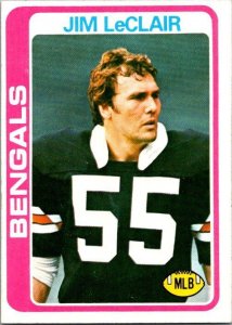 1978 Topps Football Card Jim LeClair Cincinnati Bengals sk7059