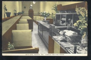 NEOSHO MISSOURI VO'S CAFÉ RESTAURANT INTERIOR VINTAGE ADVERTISING POSTCARD