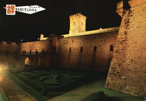 Postcard The Montjuich Castle Nocturnal Old Military Fortress Barcelona Spain