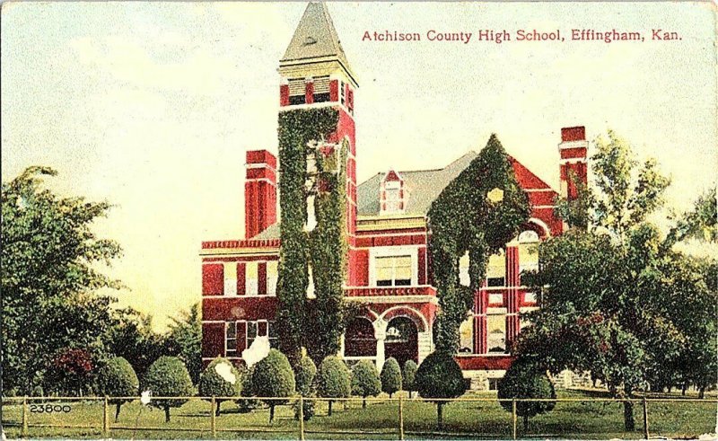Atchison County High School Effingham Kansas Vintage Postcard Standard View Card 