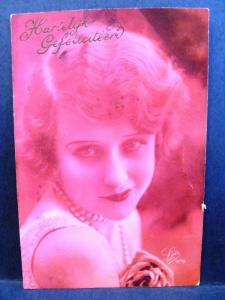 5 Postcard RPPC Dutch Tinted Photo Pretty Woman Hartelijk Gefeliciteerd Birthday