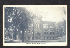 RUSHVILLE ILLINOIS WEBSTER SCHOOL BUILDING VINTAGE POSTCARD BENES QUINCY ILL.