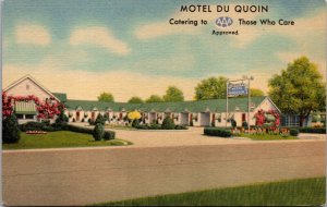 Linen Postcard Motel Du Quoin U.S. Highway 51 in Du Quoin, Illinois