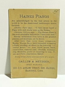 1880s Haines Piano Hartford CT Lovely Child Bonnet Gallup Metzger Floral