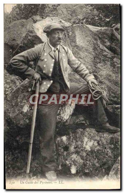 Old Postcard Mountaineering One of Pyrenees Folklore guide