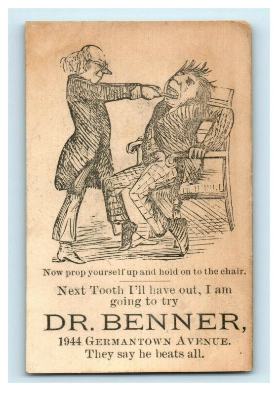 1880s DR. Benner Dentist Pulling Man's Tooth P220