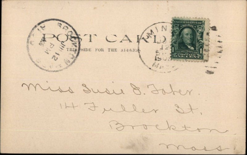 Minot MA Post Office c1905 Real Photo Postcard 