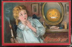 Mint Vintage USA Picture Postcard PPC Halloween Scary Pumpkin