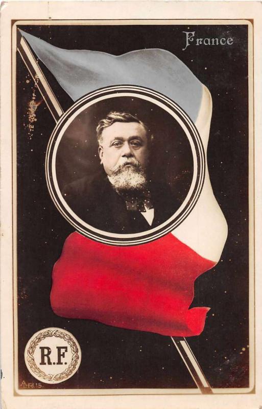 France Flag and President Armand Fallieres Antique Postcard J50781