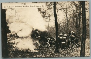 GREAT LAKES IL US NAVAL TRAINING CENTER FIRE VINTAGE REAL PHOTO POSTCARD RPPC