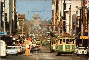 Australia Victoria Melbourne Swanston Street Vintage Postcard C208