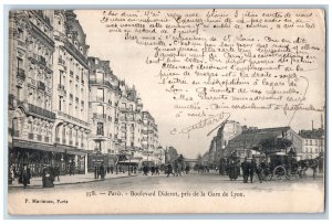 Paris France Postcard Boulevard Diderot Taken From Gare De Lyon 1904 Antique