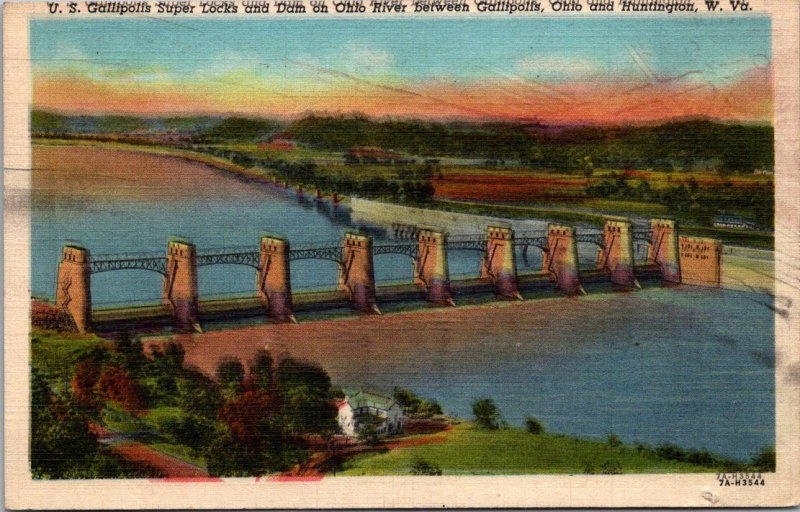 West Virginia Huntington U S Gaalipolis Super Locks and Dam Curteich