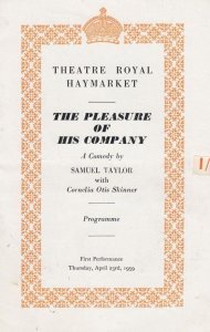 The Pleasure Of His Company Samuel Taylor Comedy Haymarket Theatre Programme