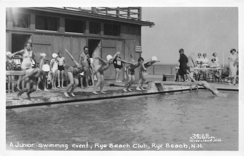 J14/ Rye Beach New Hampshire RPPC Postcard c1950s Junior Swimming Event  91 