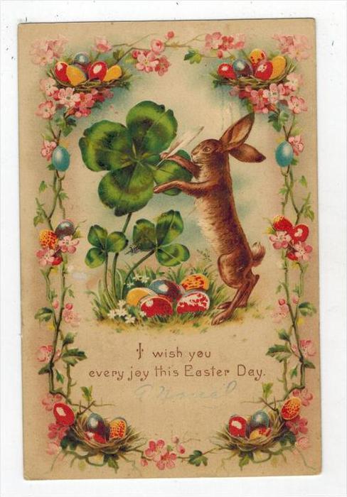 2272  Easter HOLD TO LIGHT 4 Leaf Clover Rabbit