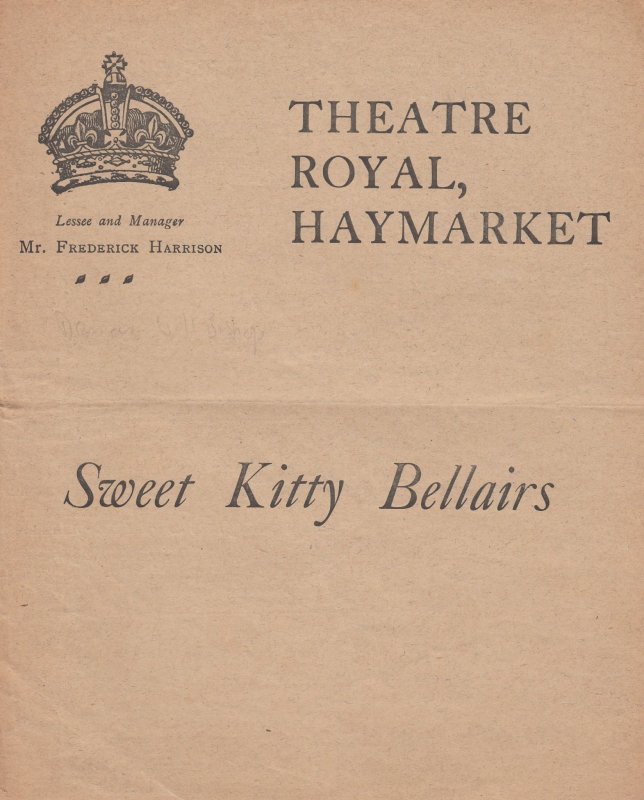 Sweet Kitty Bellairs Haymarket Antique Comedy Theatre Programme