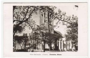 First Methodist Church Evanston Illinois 1954 RPPC Real Photo postcard